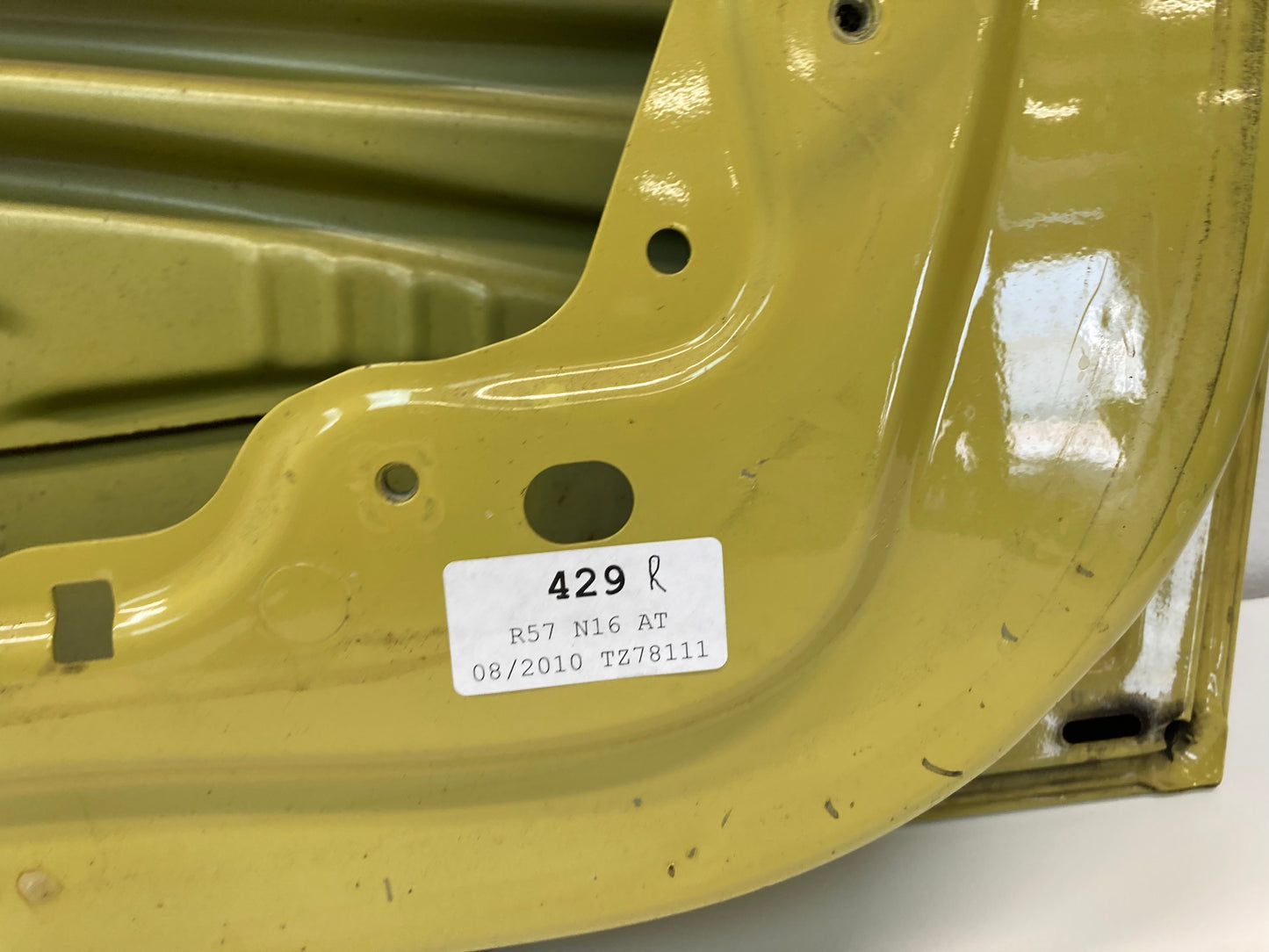 Mini Cooper Right Front Door Shell Interchange Yellow 41002755936 07-15 R5x 429