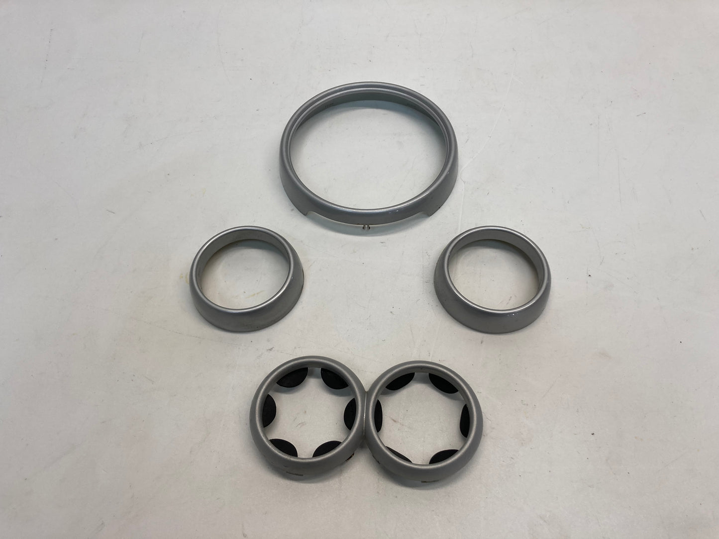 Mini Cooper Dash and Cup Holder Trim Ring Set Silver 02-08 R50 R52 R53