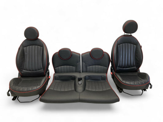 Mini Cooper Lounge Leather Seats Black with Red Piping T9IN 2007-2014 R56 R55 459